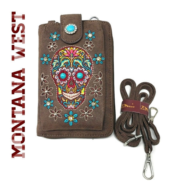 New! Montana West Sugar Skull Collection Phone Wallet
